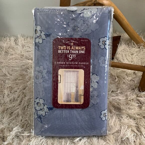 Vintage 2003 Target Basic Principle No 2 Pair Of Floral Sheer Window Panels - Picture 1 of 14